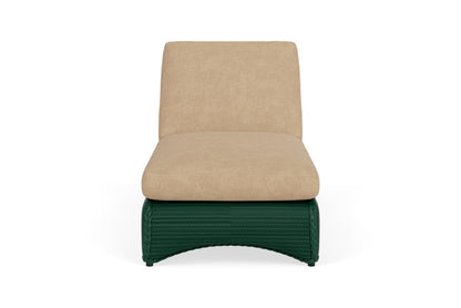 Lloyd Flanders Lloyd Loom Chaise – 2x2 Weave in Woodland with Hayden Sand fabric