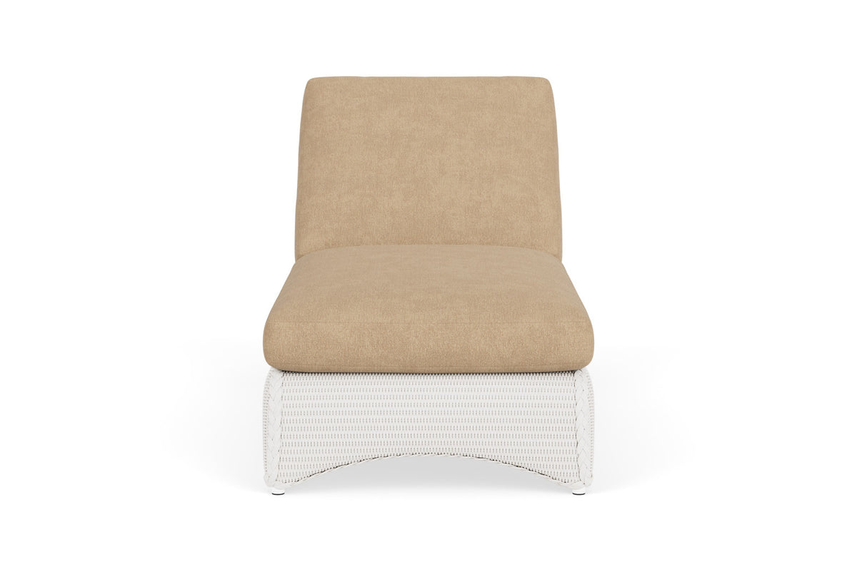 Lloyd Flanders Lloyd Loom Chaise – 2x2 Weave in White with Hayden Sand fabric