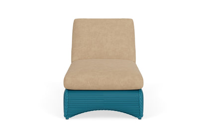 Lloyd Flanders Lloyd Loom Chaise – 2x2 Weave in Peacock with Hayden Sand fabric