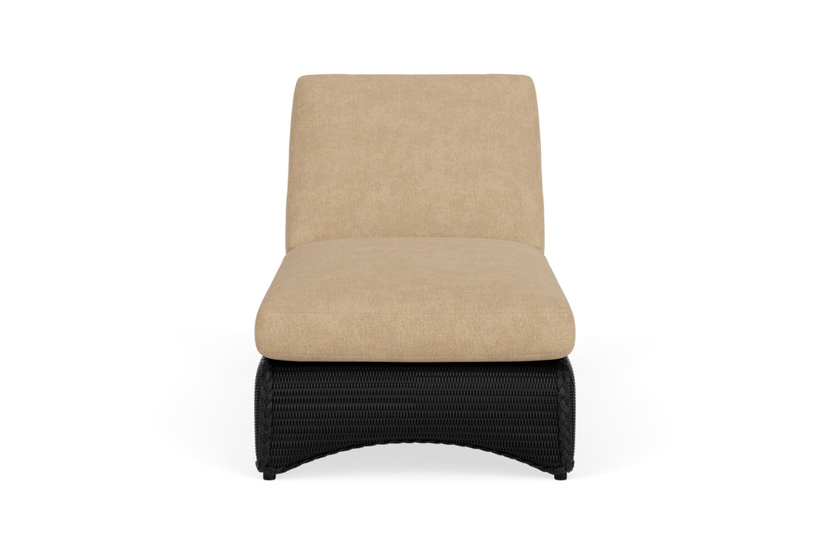 Lloyd Flanders Lloyd Loom Chaise – 2x2 Weave in Ebony with Hayden Sand fabric