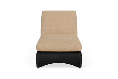 Lloyd Flanders Lloyd Loom Chaise – 2x2 Weave in Ebony with Hayden Sand fabric