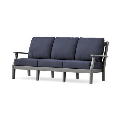 POLYWOOD Chinoiserie Deep Seating Sofa in Slate Grey / Navy Linen