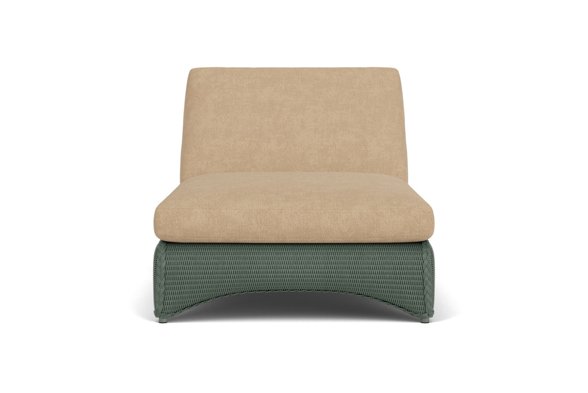 Lloyd Flanders Lloyd Loom Double Chaise – 2x2 Weave in Spruce with Hayden Sand fabric