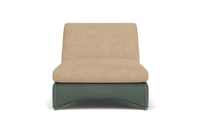 Lloyd Flanders Lloyd Loom Double Chaise – 2x2 Weave in Spruce with Hayden Sand fabric