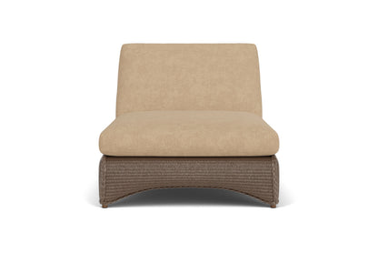 Lloyd Flanders Lloyd Loom Double Chaise – 2x2 Weave in Bark with Hayden Sand fabric