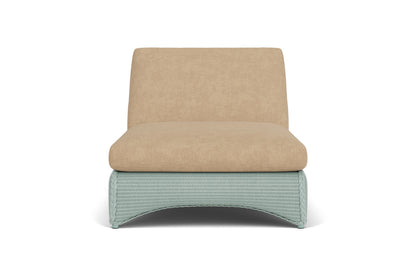 Lloyd Flanders Lloyd Loom Double Chaise – 2x2 Weave in Sea Glass with Hayden Sand fabric