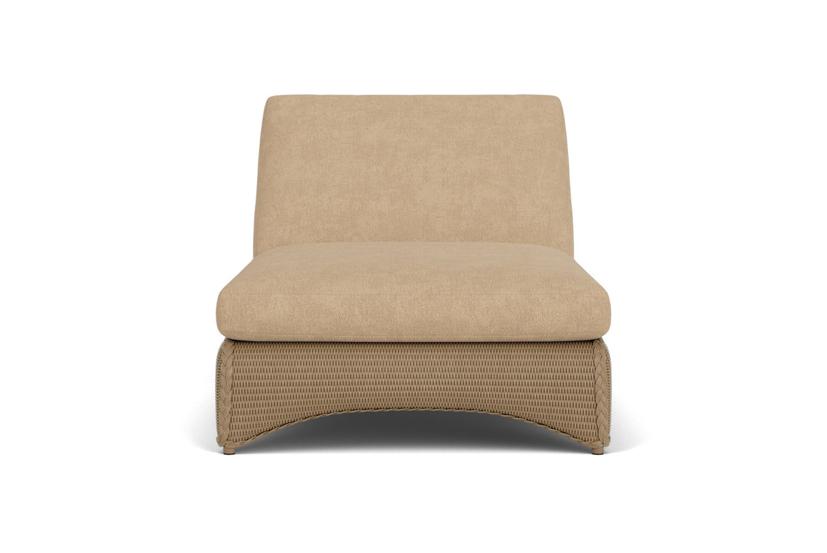 Lloyd Flanders Lloyd Loom Double Chaise – 2x2 Weave in Fawn with Hayden Sand fabric