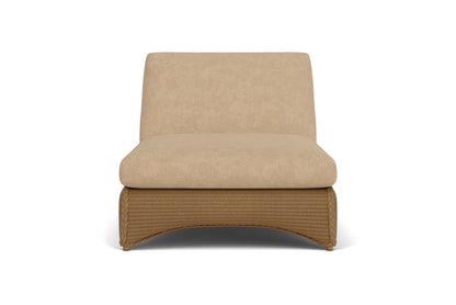 Lloyd Flanders Lloyd Loom Double Chaise – 2x2 Weave in Hickory with Hayden Sand fabric