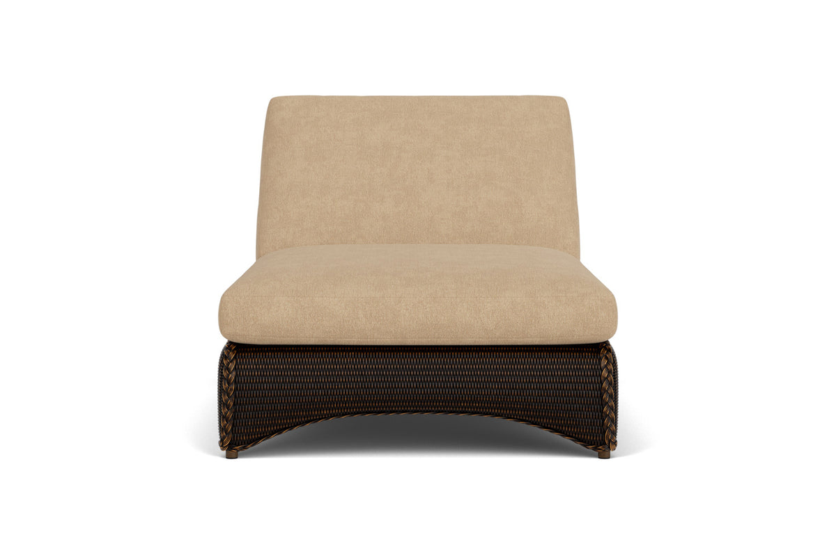 Lloyd Flanders Lloyd Loom Double Chaise – 2x2 Weave in Mink with Hayden Sand fabric