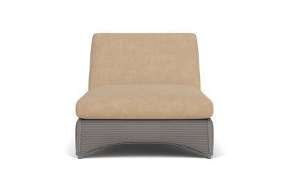 Lloyd Flanders Lloyd Loom Double Chaise – 2x2 Weave in Pewter with Hayden Sand fabric