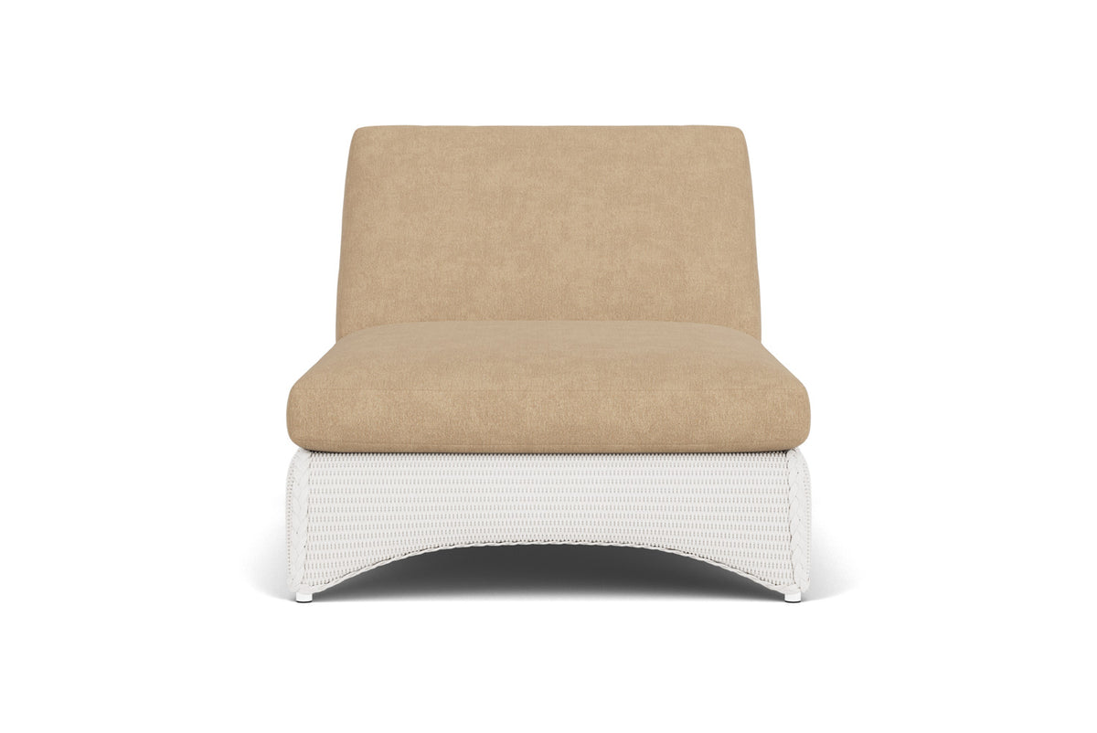 Lloyd Flanders Lloyd Loom Double Chaise – 2x2 Weave in White with Hayden Sand fabric