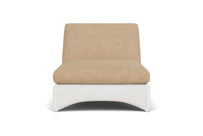 Lloyd Flanders Lloyd Loom Double Chaise – 2x2 Weave in White with Hayden Sand fabric