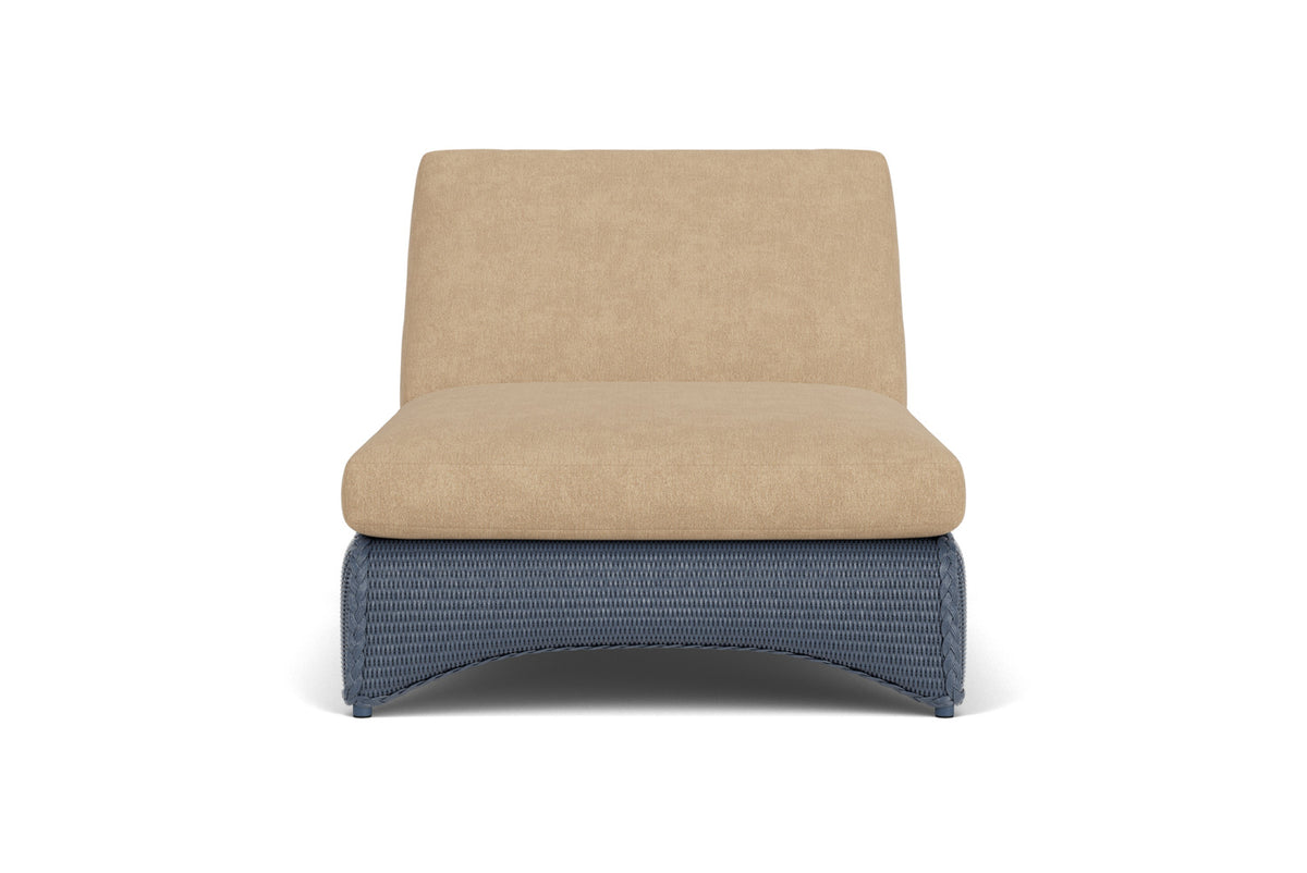 Lloyd Flanders Lloyd Loom Double Chaise – 2x2 Weave in Denim Blue with Hayden Sand fabric