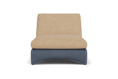 Lloyd Flanders Lloyd Loom Double Chaise – 2x2 Weave in Denim Blue with Hayden Sand fabric