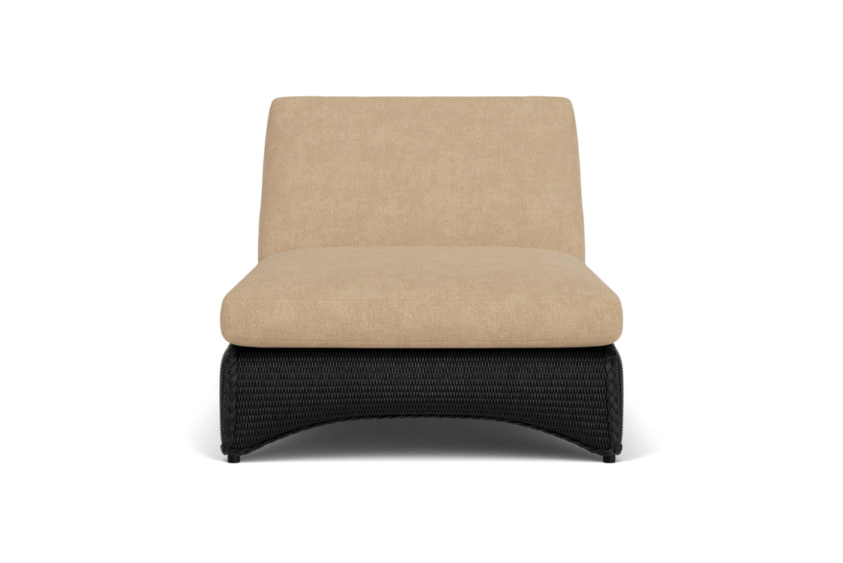Lloyd Flanders Lloyd Loom Double Chaise – 2x2 Weave in Ebony with Hayden Sand fabric