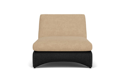 Lloyd Flanders Lloyd Loom Double Chaise – 2x2 Weave in Ebony with Hayden Sand fabric
