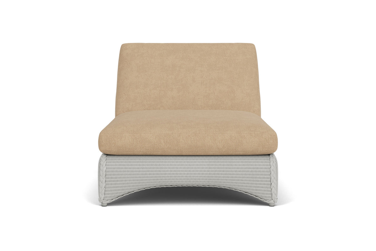 Lloyd Flanders Lloyd Loom Double Chaise – 2x2 Weave in Platinum with Hayden Sand fabric