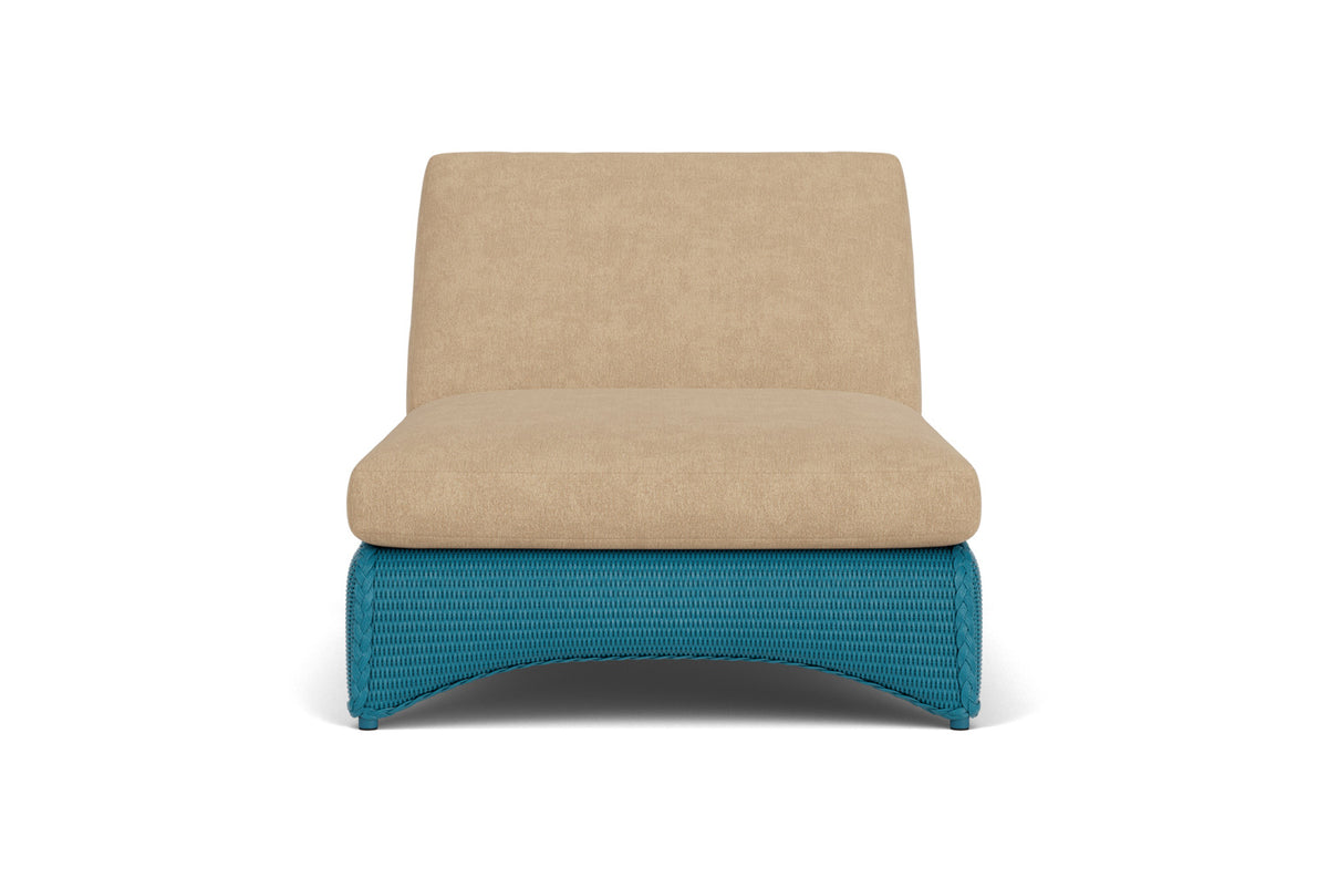 Lloyd Flanders Lloyd Loom Double Chaise – 2x2 Weave in Peacock with Hayden Sand fabric