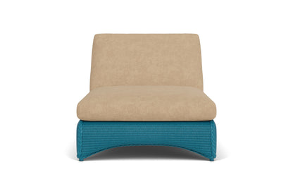Lloyd Flanders Lloyd Loom Double Chaise – 2x2 Weave in Peacock with Hayden Sand fabric