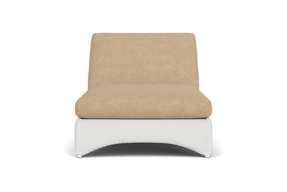 Lloyd Flanders Lloyd Loom Double Chaise – 2x2 Weave in Matte White with Hayden Sand fabric