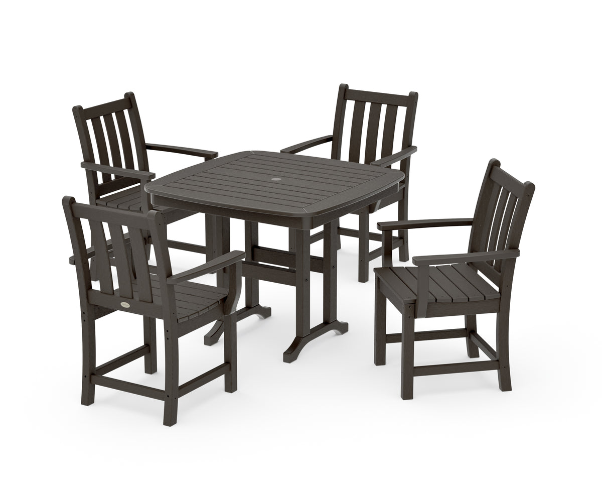 POLYWOOD Traditional Garden 5-Piece Dining Set in Vintage Coffee