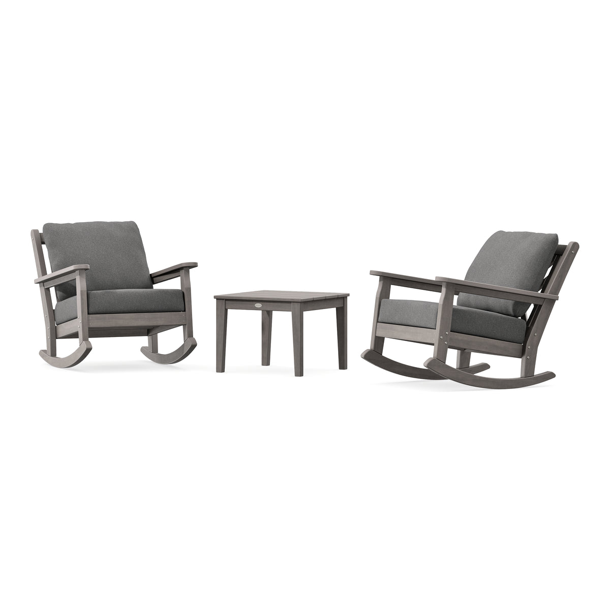 POLYWOOD Chippendale 3-Piece Deep Seating Rocker Set in Driftwood