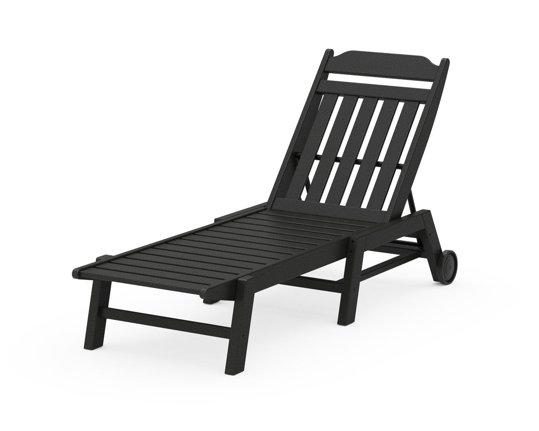 POLYWOOD Cottage Chaise with Wheels in Black
