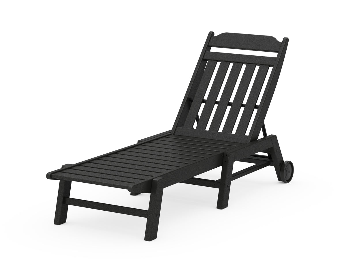 POLYWOOD Cottage Chaise with Wheels in Black