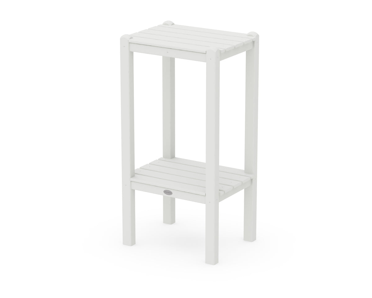 POLYWOOD Two Shelf Bar Side Table in Vintage White
