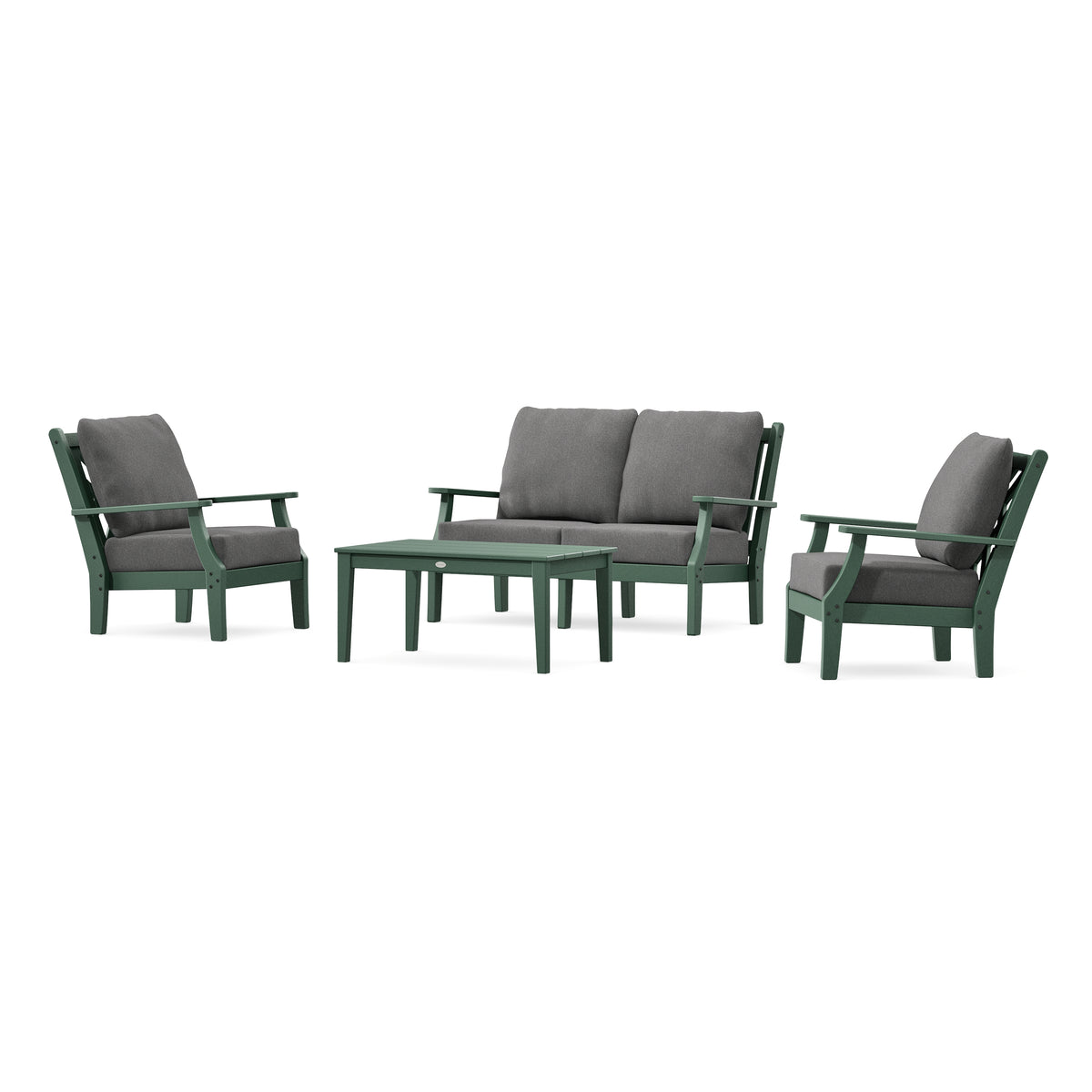 POLYWOOD Country Living Wovendale 4-Piece Deep Seating Set with Loveseat in Green
