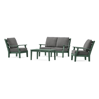 POLYWOOD Country Living Wovendale 4-Piece Deep Seating Set with Loveseat in Green