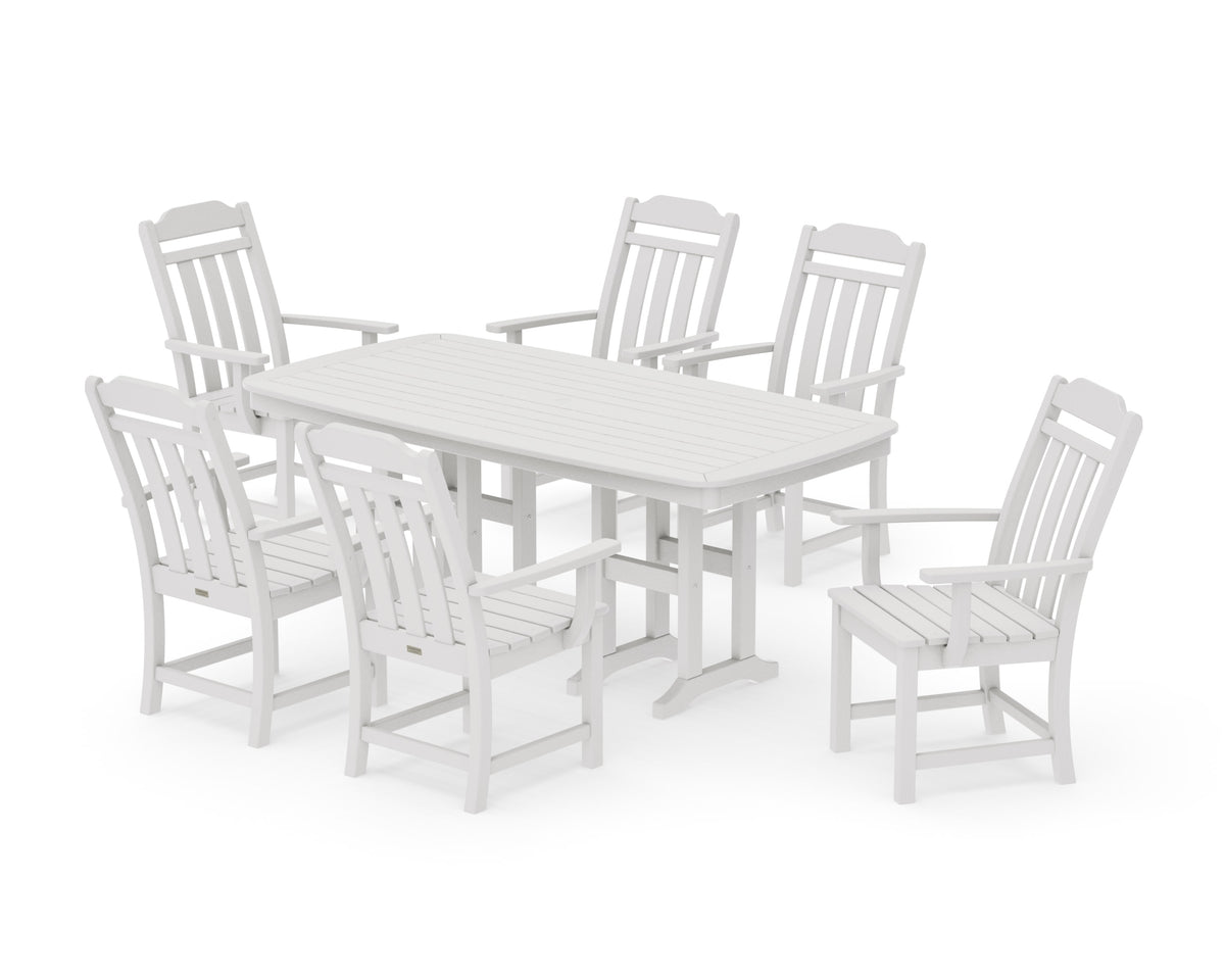 POLYWOOD Cottage Arm Chair 7-Piece Dining Set in Vintage White