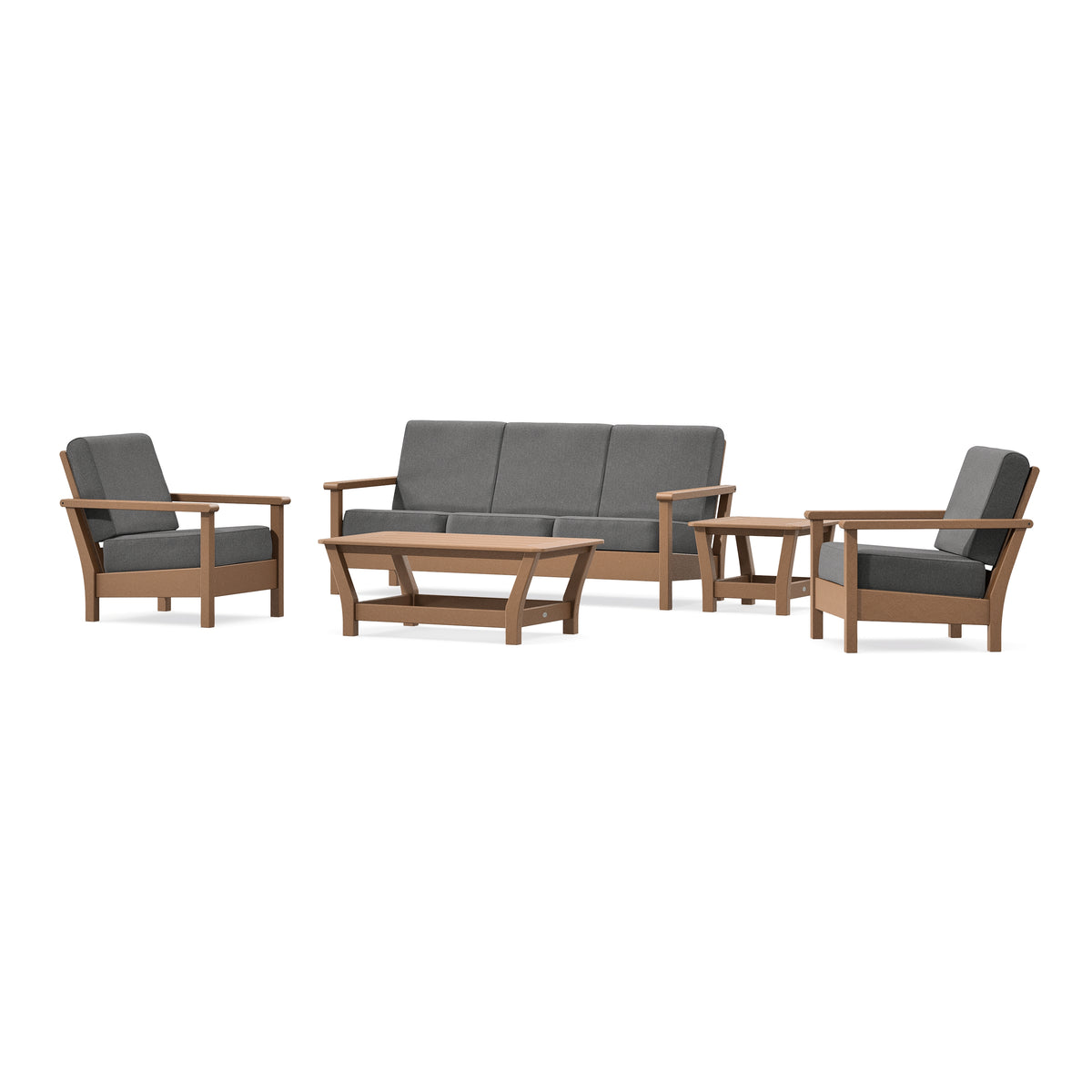 POLYWOOD Harbour 5-Piece Deep Seating Set in Teak