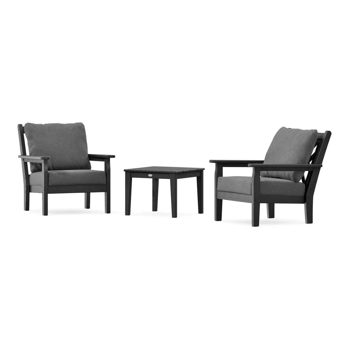 POLYWOOD Chippendale 3-Piece Deep Seating Set in Black