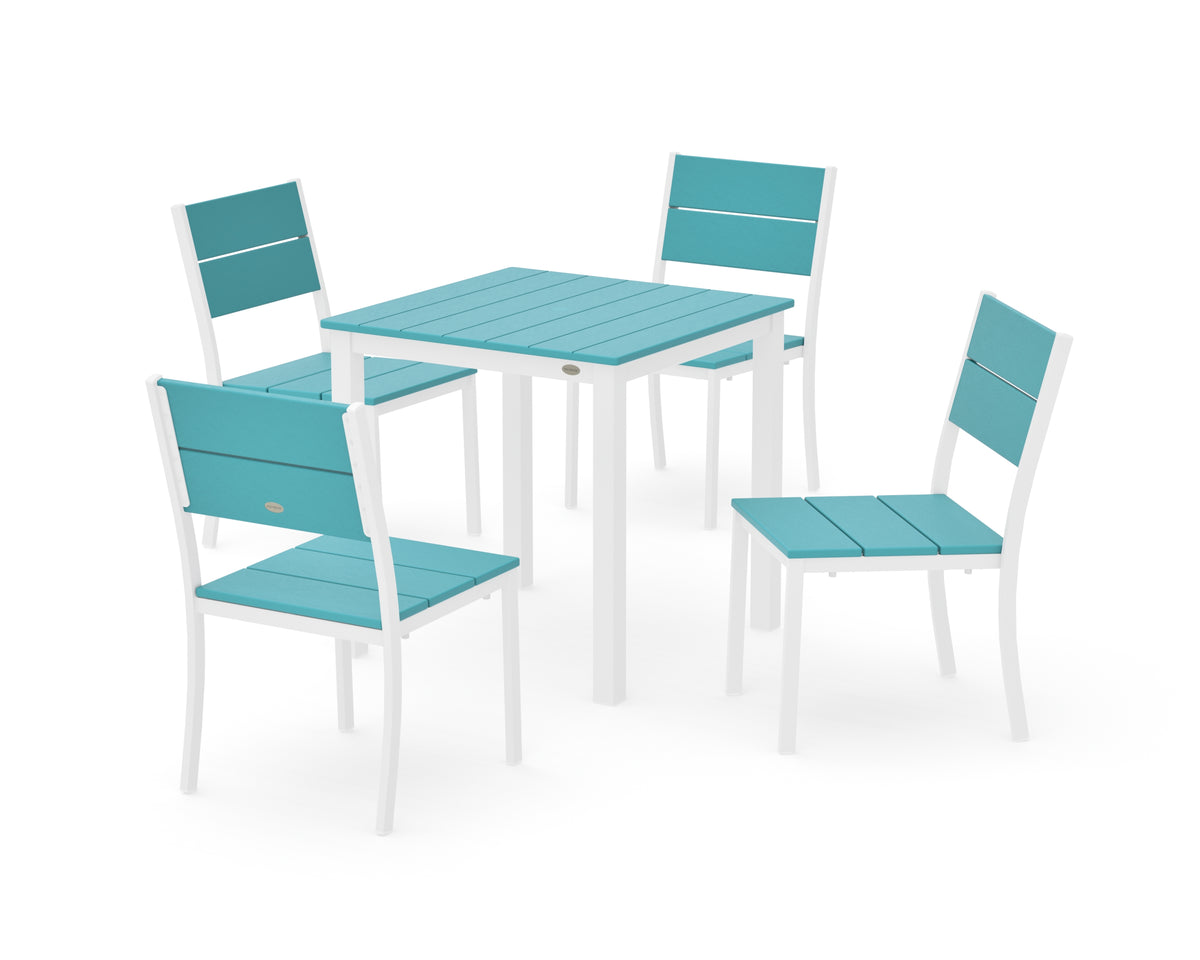 POLYWOOD Main Street 5-Piece Square Dining Set- Small in White / Aruba