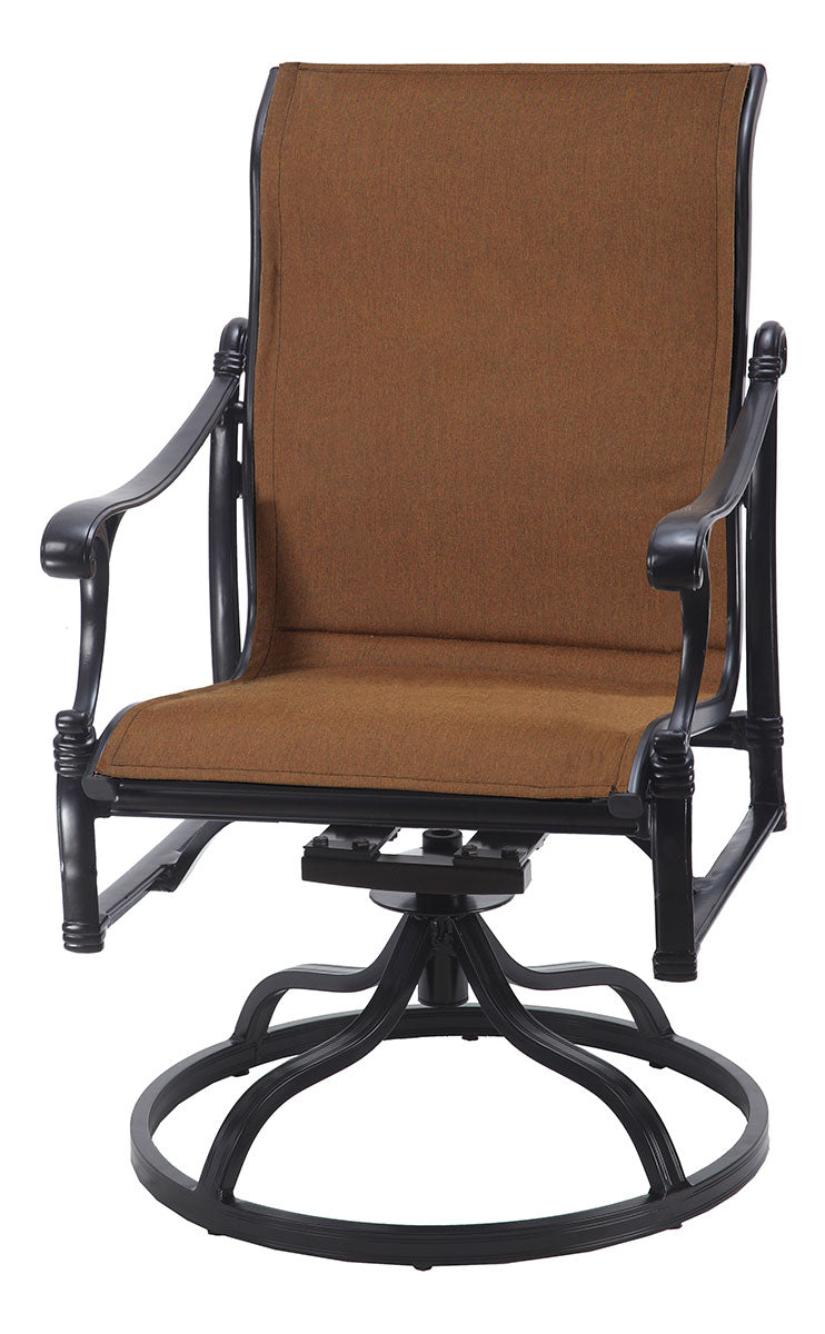 Gensun Michigan Padded Sling Standard Back Swivel Rocker in Black