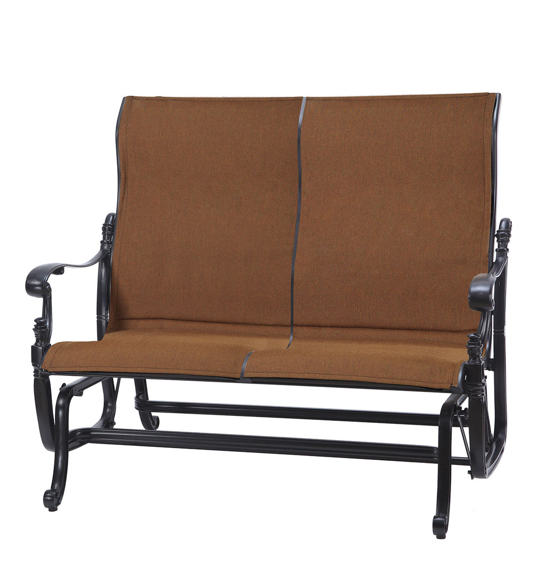 Gensun Florence Padded Sling High Back Loveseat Glider in Carbon