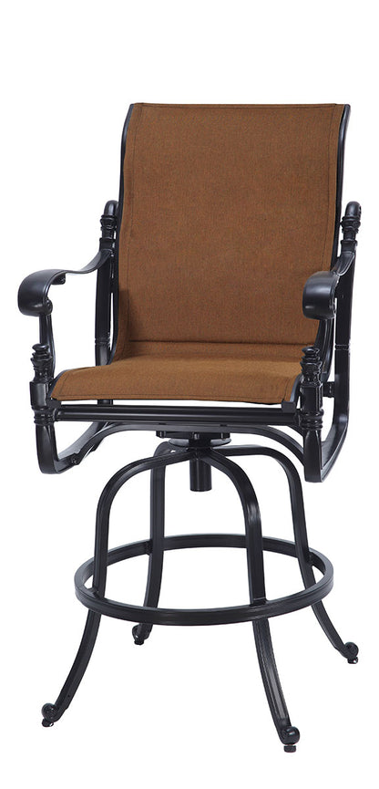 Gensun Florence Padded Sling Swivel Bar Stool in Carbon
