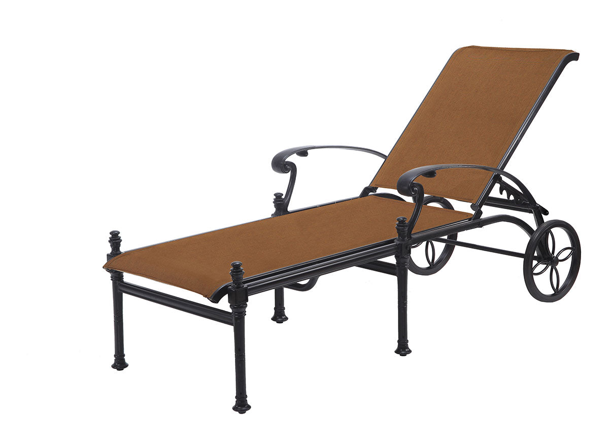 Gensun Florence Padded Sling Chaise Lounge in Carbon