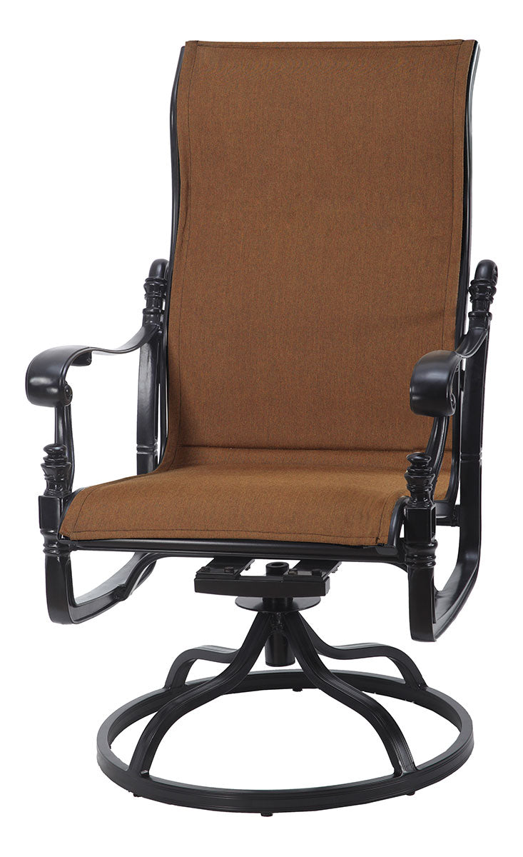 Gensun Florence Padded Sling High Back Swivel Rocker in Carbon