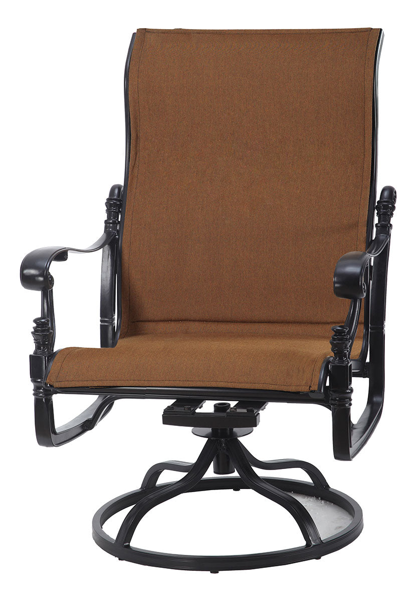 Gensun Florence Padded Sling High Back Swivel Rocking Lounge Chair in Carbon