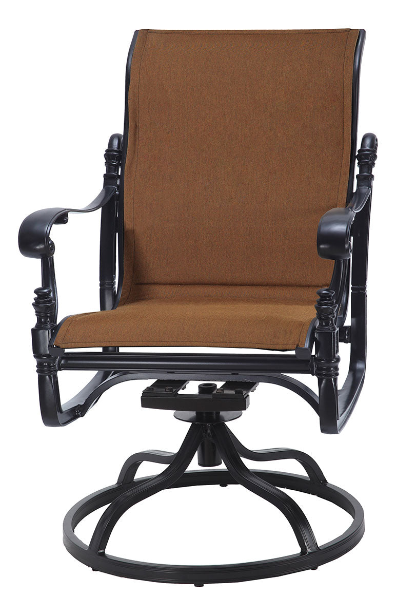 Gensun Florence Padded Sling Standard Back Swivel Rocker in Carbon