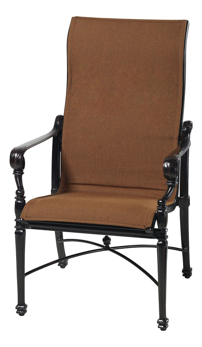 Gensun Grand Terrace Padded Sling High Back Dining Chair in Vintage
