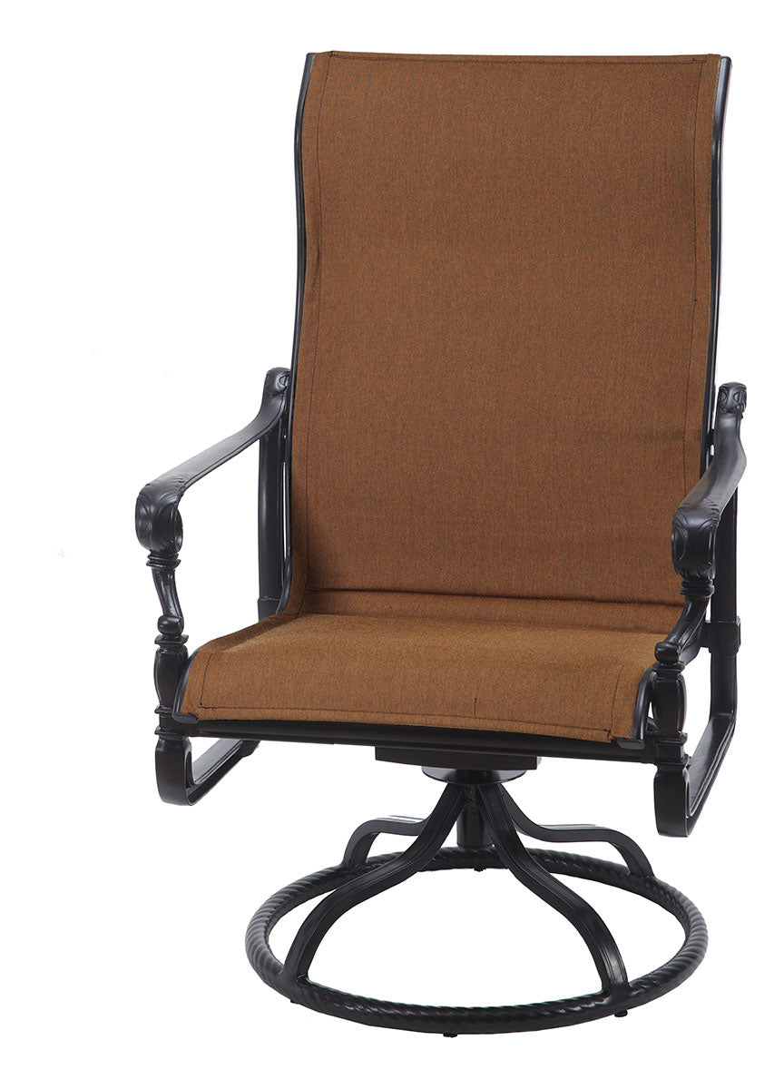 Gensun Grand Terrace Padded Sling High Back Swivel Rocking Lounge Chair in Vintage