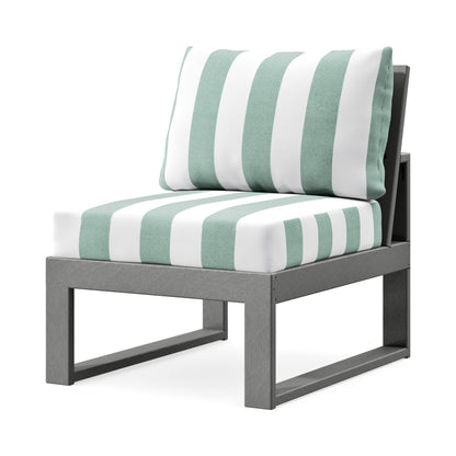 POLYWOOD Modular Armless Chair in Slate Grey / Cabana Stripe Glacier Spa