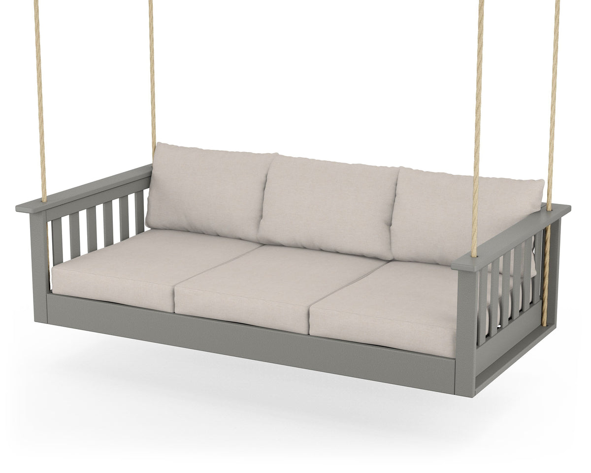 POLYWOOD Vineyard Daybed Swing in Slate Grey / Nuance Cloud