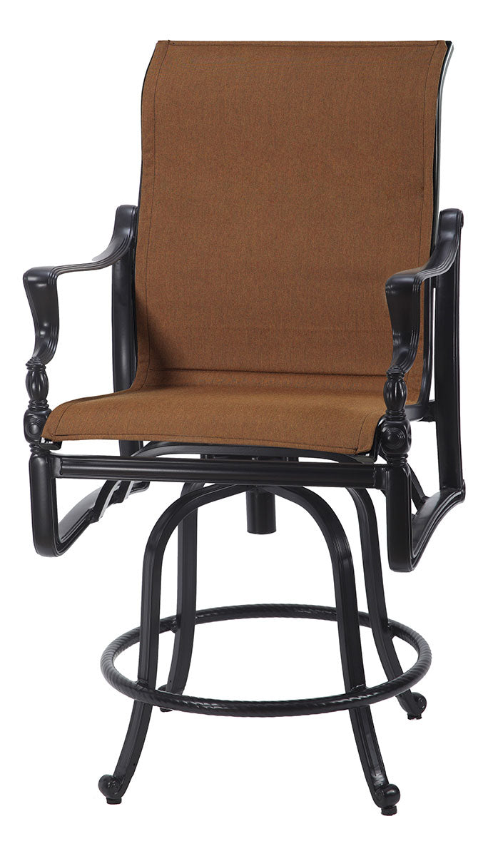 Gensun Bel Air Padded Sling Swivel Balcony Stool in Midnight Gold