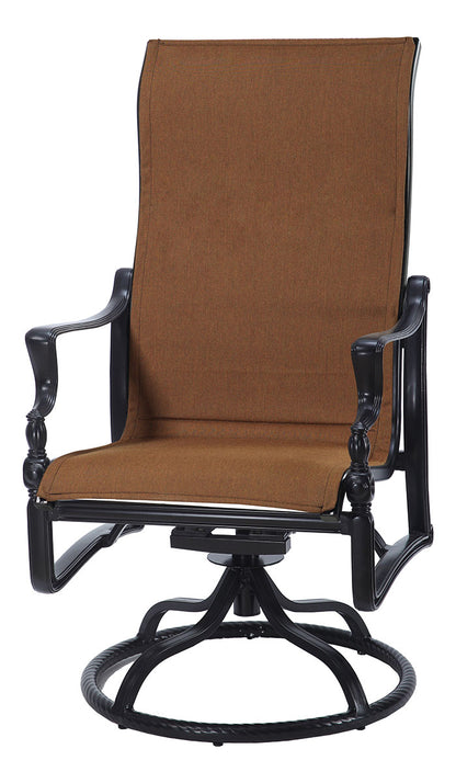 Gensun Bel Air Padded Sling High Back Swivel Rocker in Midnight Gold