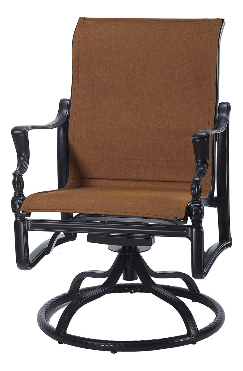 Gensun Bel Air Padded Sling Standard Back Swivel Rocker in Midnight Gold