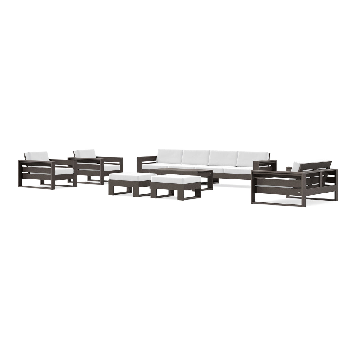 POLYWOOD PW Designer Series Latitude 8-Piece Lounge Sofa Set in Vintage Coffee / Natural